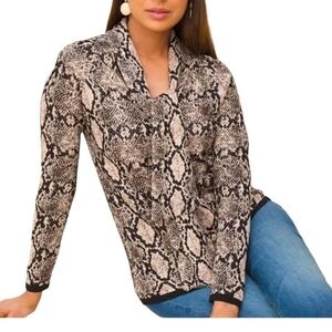 NWT‎ Chico's cream Python Print Tie Neck Sweater size 12 (3600)